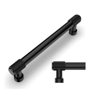 Amerdeco 10PC Matte Black Knurled Cabinet Pulls Modern Contemporary 7.9in